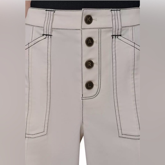 NWT KARL LAGERFELD Contrast Trim Wide Leg Coordinating Pants - Picture 5 of 10